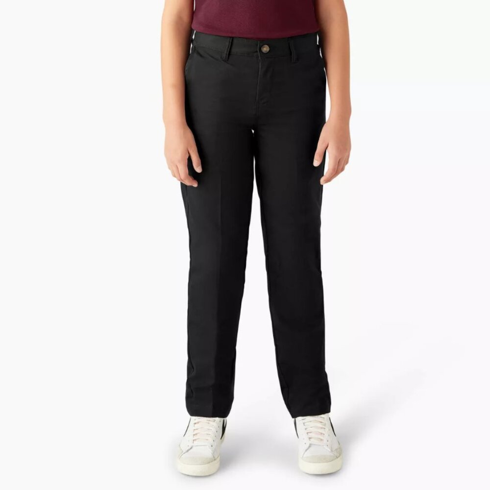 Dickies Boys FLEX Slim Fit Pants Straight Flat Front Twill Black Size 10 26 x 26